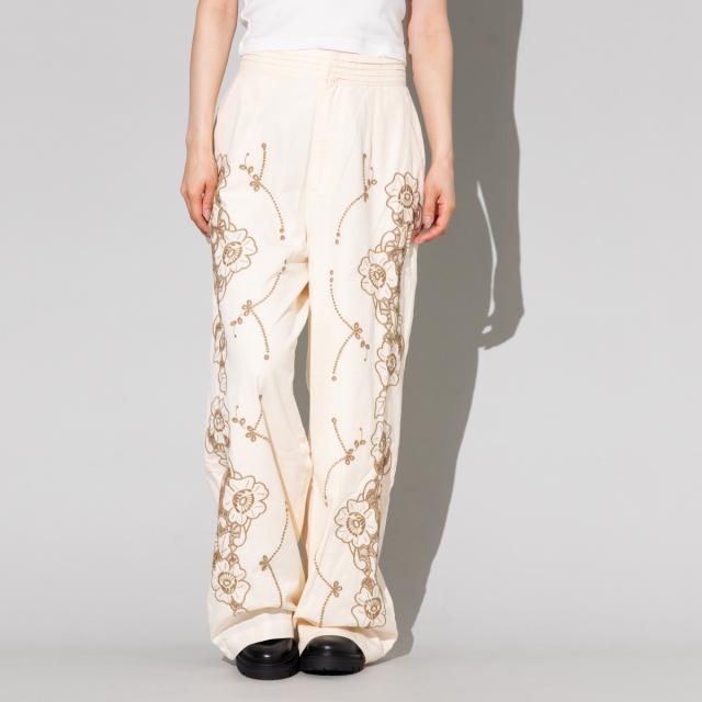 サラマリカ Sara mallika COTTON TWILL CUT WORK WIDE PANTS コットン