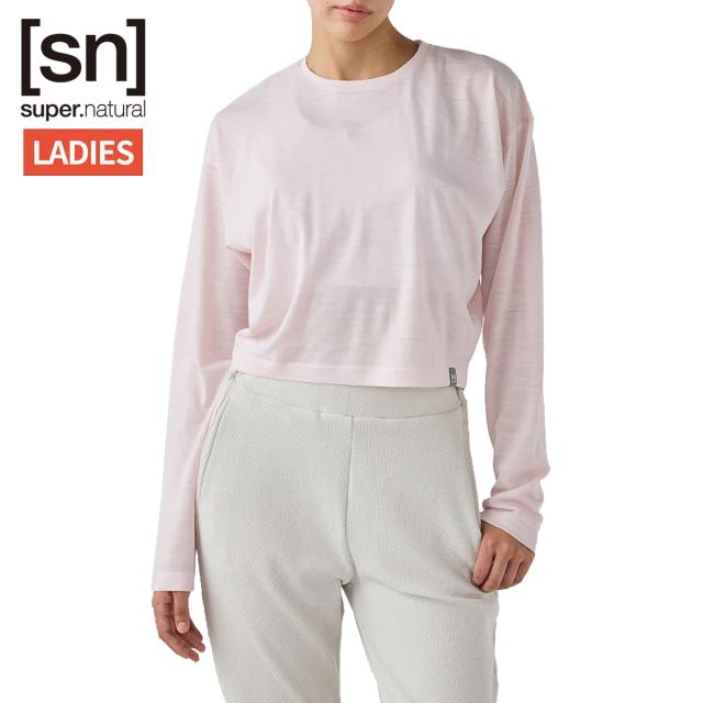 スーパーナチュラル sn super.natural エスエヌ クロップド ロングスリーブ Tシャツ レディース ピンク 桃色 スポーツ フィットネス 長袖 Tシャツ SNWJ10230-243