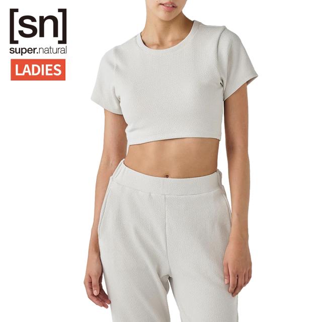 スーパーナチュラル sn super.natural エスエヌ ワッフル ショートスリーブ ブラトップ レディース グレー 灰色 スポーツ フィットネス 半袖 カップ付き SNWJ10236-249