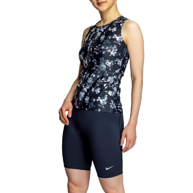 ナイキ NIKE 総柄ジップ付き袖なしセパレーツ レディース ブラック 黒 水泳 スイム フィットネス 水着 2993148-009_1