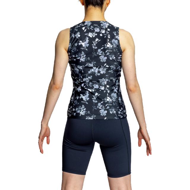 ナイキ NIKE 総柄ジップ付き袖なしセパレーツ レディース ブラック 黒 水泳 スイム フィットネス 水着 2993148-009_2