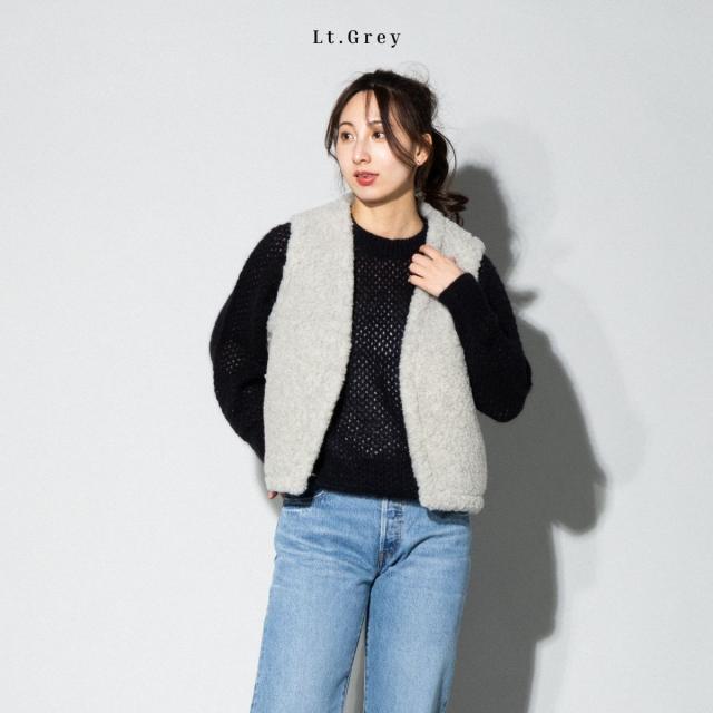 ムフロン ムフロン MOUFLON MOUFLON ボア Vネック ベスト レディース