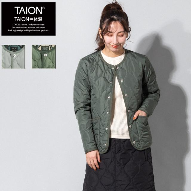 タイオン TAION MILITARY CREW NECK DOWN JKT ミリタリー クルーネック ダウンジャケット レディース 秋 冬 アウター ダウンジャケット TAION-W104B2ML-1