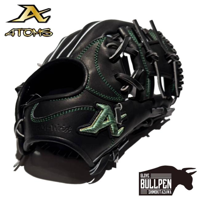 アトムズ ATOMS 専用グラブ袋付き 限定 硬式用グラブ 内野手用 一般 28.3cm 026型 ブラック グリーンラベル 2026SS 野球 硬式 グローブ 高校野球 大学 社会人 ベースボールマリオ AKG-NE026B