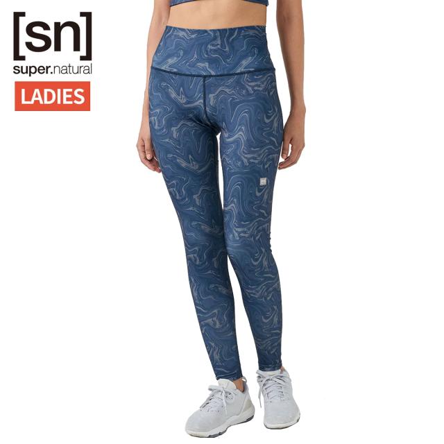 スーパーナチュラル sn super.natural エスエヌ フリーカット プリント レギンス レディース ネイビー 紺 スポーツ フィットネス ロング タイツ SNWJ10242-J114