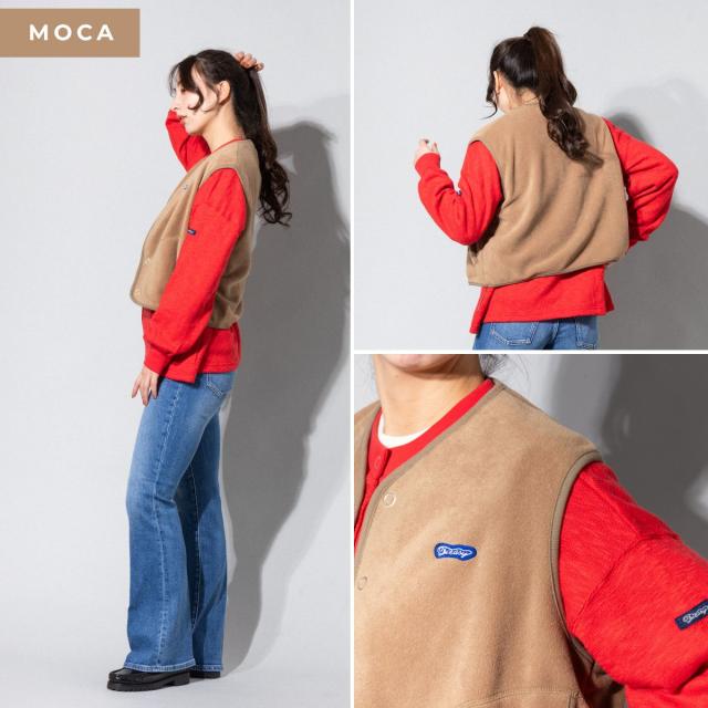ティージー Tieasy Anti Piling Fleece Vest アンチピリングフリースベスト レディース 秋 冬 スナップボタン 日本製 カジュアル ポケット ロゴ シンプル レイヤード 長持ち te0-33_9