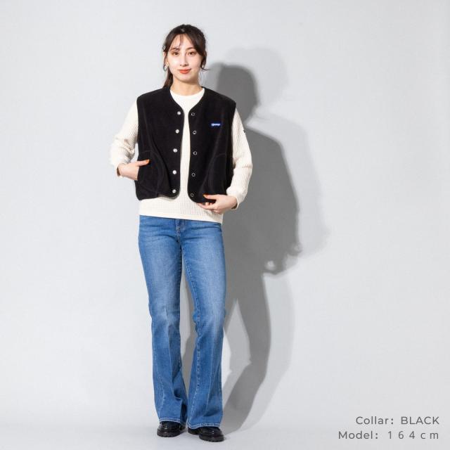 ティージー Tieasy Anti Piling Fleece Vest アンチピリングフリースベスト レディース 秋 冬 スナップボタン 日本製 カジュアル ポケット ロゴ シンプル レイヤード 長持ち te0-33_10