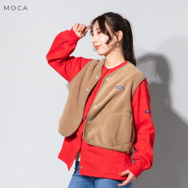 ティージー Tieasy Anti Piling Fleece Vest アンチピリングフリースベスト レディース 秋 冬 スナップボタン 日本製 カジュアル ポケット ロゴ シンプル レイヤード 長持ち te0-33_3