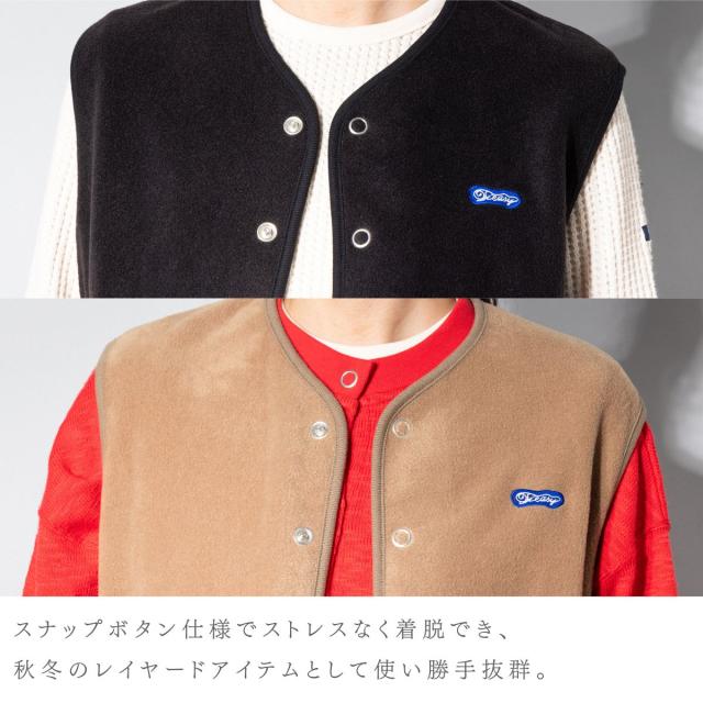 ティージー Tieasy Anti Piling Fleece Vest アンチピリングフリースベスト レディース 秋 冬 スナップボタン 日本製 カジュアル ポケット ロゴ シンプル レイヤード 長持ち te0-33_6