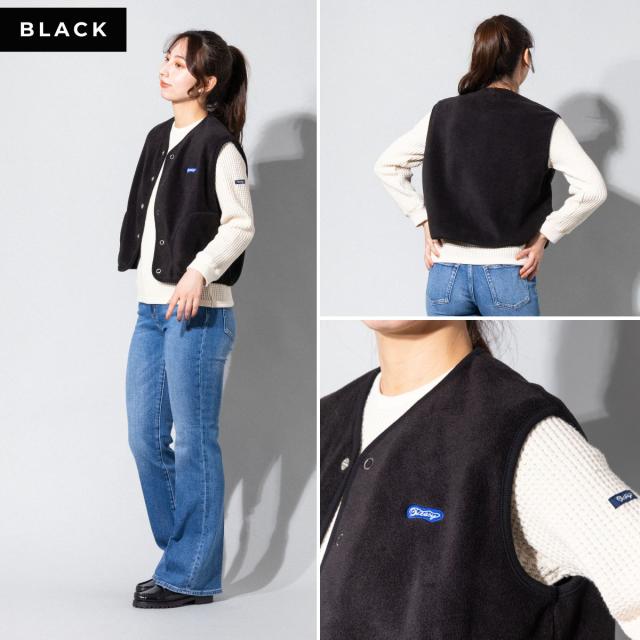 ティージー Tieasy Anti Piling Fleece Vest アンチピリングフリースベスト レディース 秋 冬 スナップボタン 日本製 カジュアル ポケット ロゴ シンプル レイヤード 長持ち te0-33_8