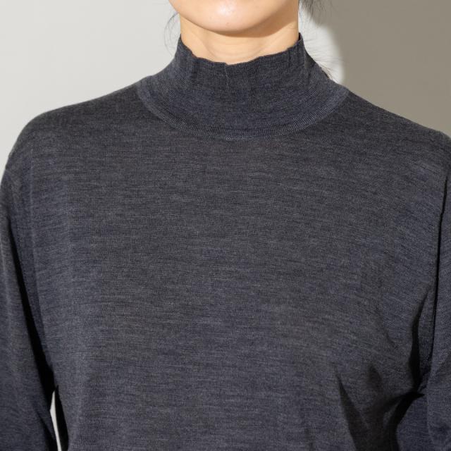 【正規取扱い販売店】ジョンスメドレー JOHN SMEDLEY シングルモックネック長袖ニットプルオーバー 30G メンズ レディース メリノウール ハイゲージ 30ゲージ モダンフィット 無地 上品 シンプル A4802