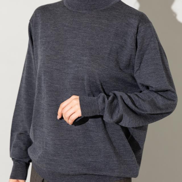 【正規取扱い販売店】ジョンスメドレー JOHN SMEDLEY シングルモックネック長袖ニットプルオーバー 30G メンズ レディース メリノウール ハイゲージ 30ゲージ モダンフィット 無地 上品 シンプル A4802