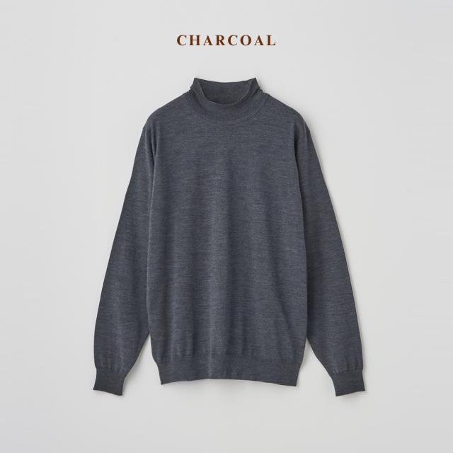 【正規取扱い販売店】ジョンスメドレー JOHN SMEDLEY シングルモックネック長袖ニットプルオーバー 30G メンズ レディース メリノウール ハイゲージ 30ゲージ モダンフィット 無地 上品 シンプル A4802