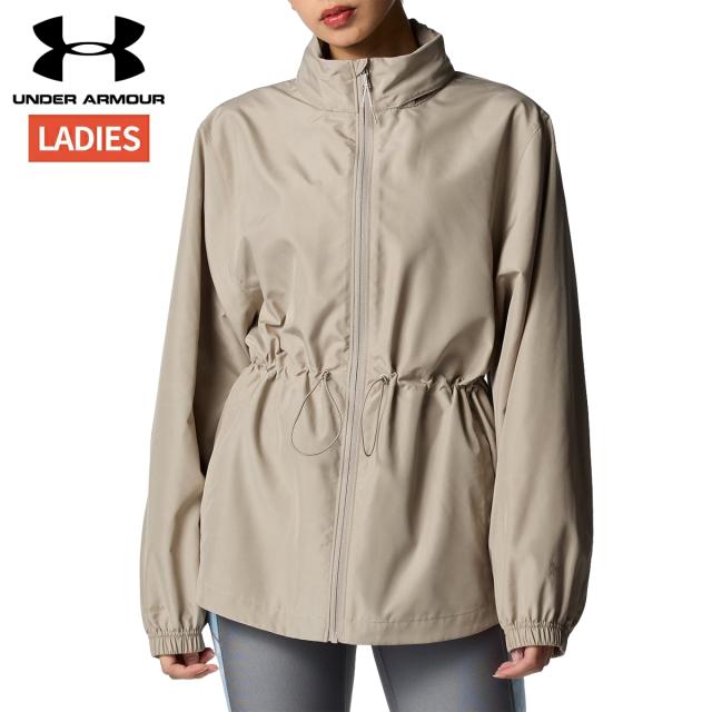 アンダーアーマー UNDER ARMOUR UAウーブン フルジップ フーディー レディース ベージュ スポーツ フィットネス パーカー ジャケット 6014285-203