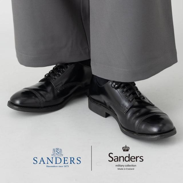 サンダース SANDERS 1128B MILITARY DERBY SHOE ミリタリーダービーシューズ 革靴 レザーシューズ 外羽根 ビジネスシューズ ストレートチップ キャップトゥ ラバーソール 1128B