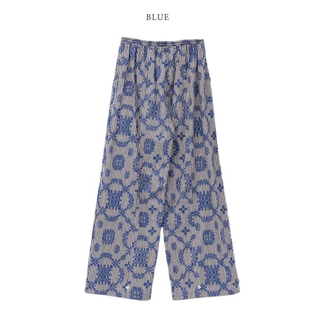 サラマリカ Sara mallika Cotton Flower Signal Print Pants コットンフラワーシグナルプリントパンツ レディース コットン 綿 ワイドシルエット ウエストゴム 透け感なし 幾何学模様 020661SE3_3
