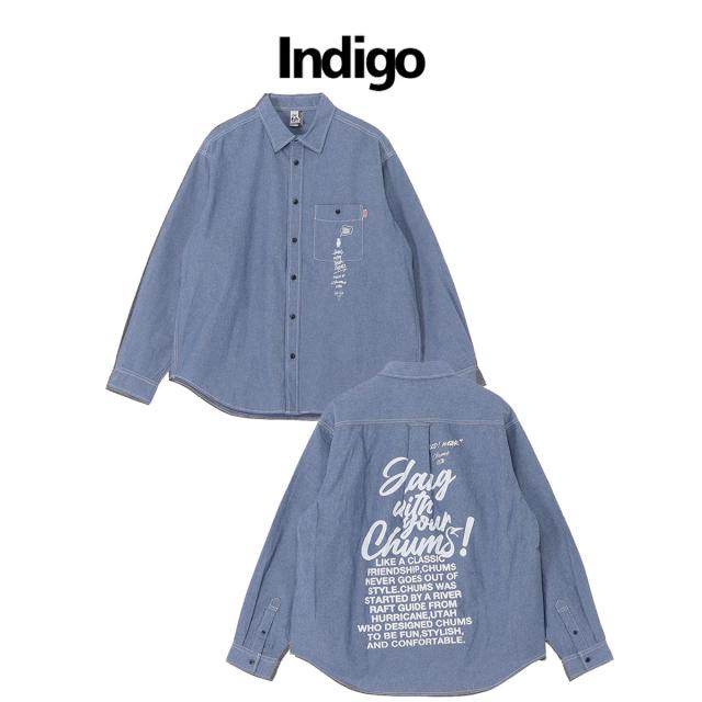 チャムス CHUMS 守矢努 Chambray L/S Shirt 守矢努 シャンブレー ロングスリーブシャツ メンズ カジュアル アウトドア  トップス 長袖シャツ ボタンシャツ フラップポケットシャツ オーバーサイズ CH02-1276_4