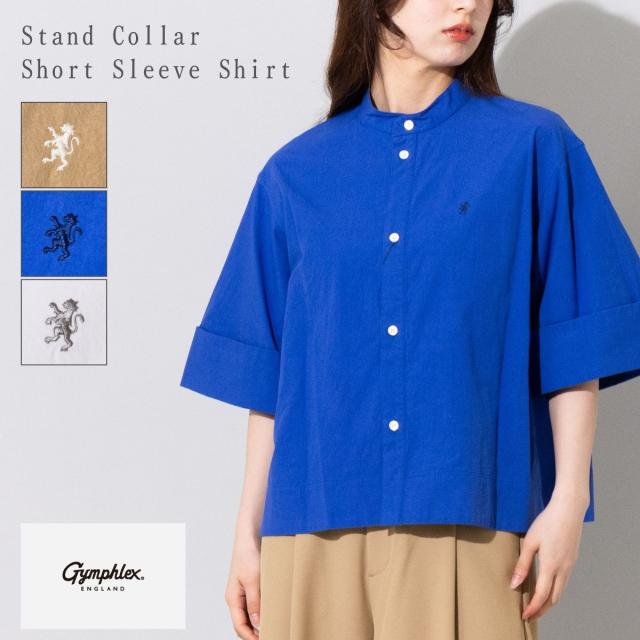 ジムフレックス GYMPHLEX タイプライター スタンドカラー半袖シャツ レディス 春 夏 カジュアル 半袖 シャツ GY-B0368