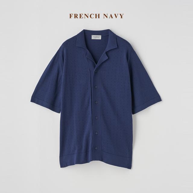 【正規取扱い販売店】ジョンスメドレー JOHN SMEDLEY コットン アイレット柄ニットポロカーディガン 24G メンズ 半袖 綿 上品 シンプル シーアイランドコットン やや厚め 落ち感 軽い 羽織り ROWARTH