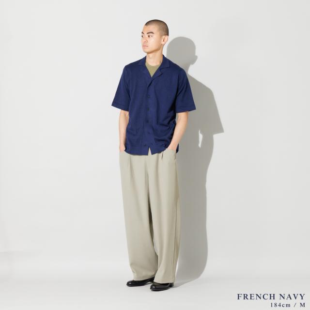 【正規取扱い販売店】ジョンスメドレー JOHN SMEDLEY コットン アイレット柄ニットポロカーディガン 24G メンズ 半袖 綿 上品 シンプル シーアイランドコットン やや厚め 落ち感 軽い 羽織り ROWARTH