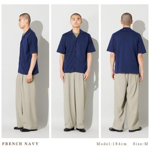 【正規取扱い販売店】ジョンスメドレー JOHN SMEDLEY コットン アイレット柄ニットポロカーディガン 24G メンズ 半袖 綿 上品 シンプル シーアイランドコットン やや厚め 落ち感 軽い 羽織り ROWARTH