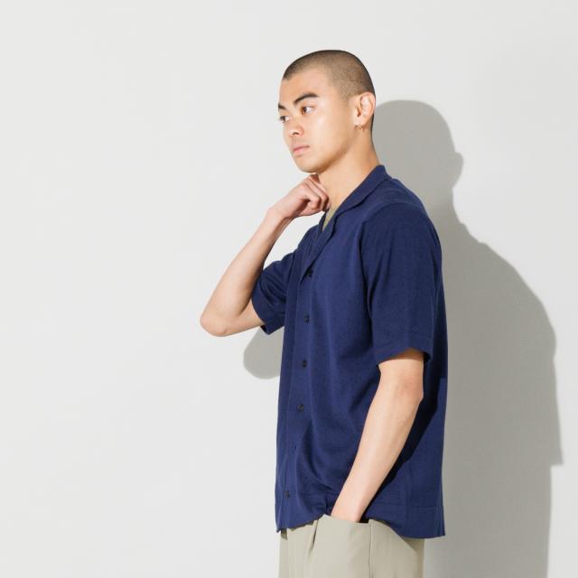 【正規取扱い販売店】ジョンスメドレー JOHN SMEDLEY コットン アイレット柄ニットポロカーディガン 24G メンズ 半袖 綿 上品 シンプル シーアイランドコットン やや厚め 落ち感 軽い 羽織り ROWARTH