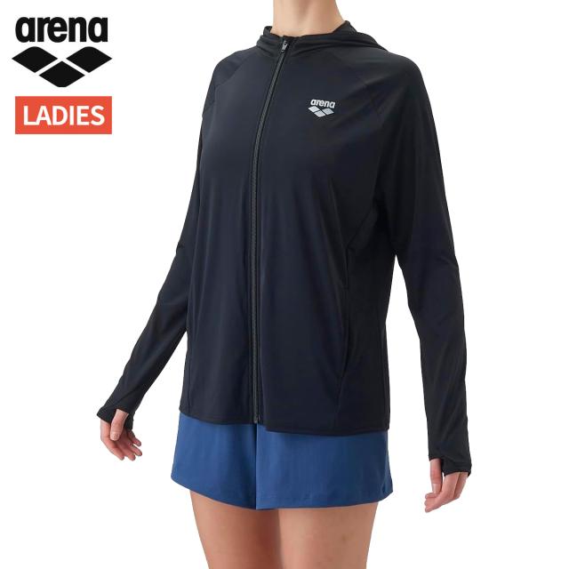 アリーナ arena フィットネスラッシュガード レディース ブラック 黒 水泳 スイム 海水浴 ラッシュガード AS6FWF32L-BK01