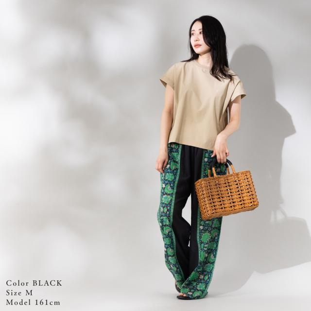 サラマリカ Sara mallika Cotton Viscorse Border Print Pants コットンビスコースボーダープリントパンツ レディース イージーパンツ ウエストゴム 裏地あり ポケットつき 花柄 ロング丈 020661SJ2_13