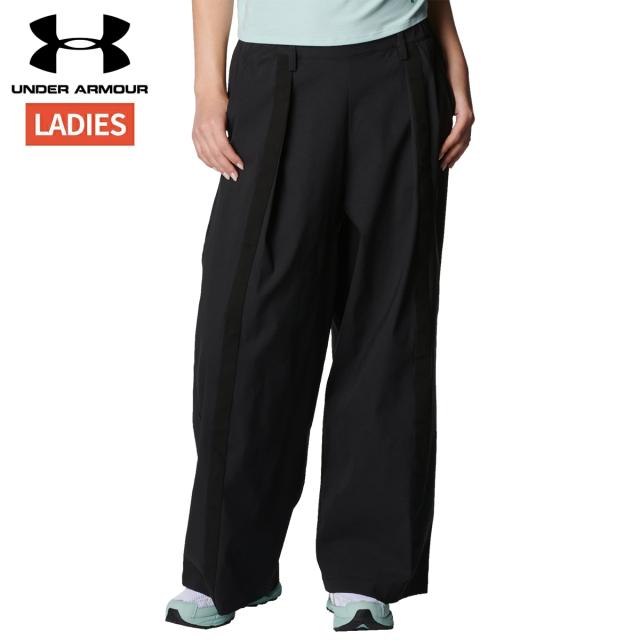 アンダーアーマー UNDER ARMOUR UAアンストッパブル プリーツ パンツ レディース ブラック 黒 スポーツ フィットネス ロング パンツ 6009690-008