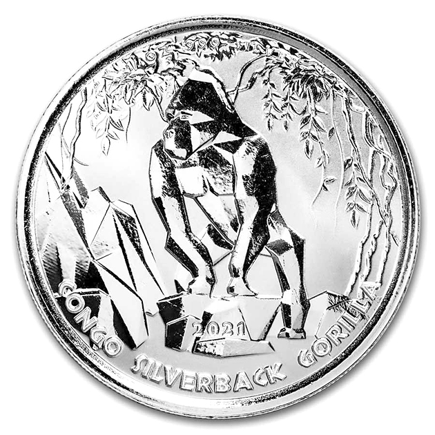 シルバーバック ゴリラ銀貨 1オンス 2021年製 クリアケース入り