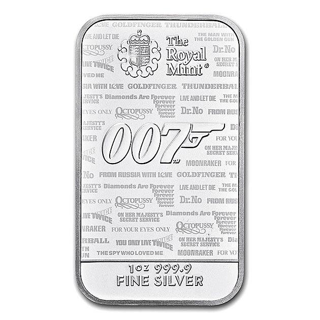 007 ジェームズ・ボンド シルバーバー 1オンス ダイヤモンドは永遠に 純銀 インゴット イギリス王立造幣局発行_2