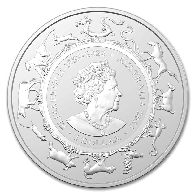 オーストラリア 干支龍銀貨 1オンス 2024年製 クリアケース入り 純銀 コイン 王立オーストラリア造幣局 発行_1