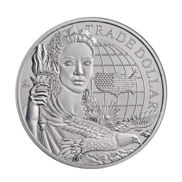 現代アメリカ・貿易ドル銀貨 1オンス クリアケース入り セントヘレナ発行_2