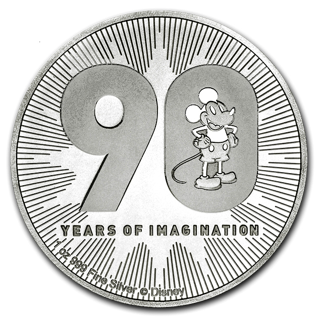 ミッキーマウス 誕生90周年記念銀貨 1オンス 2018年製 純銀 コイン ニュージーランド造幣局発行_2