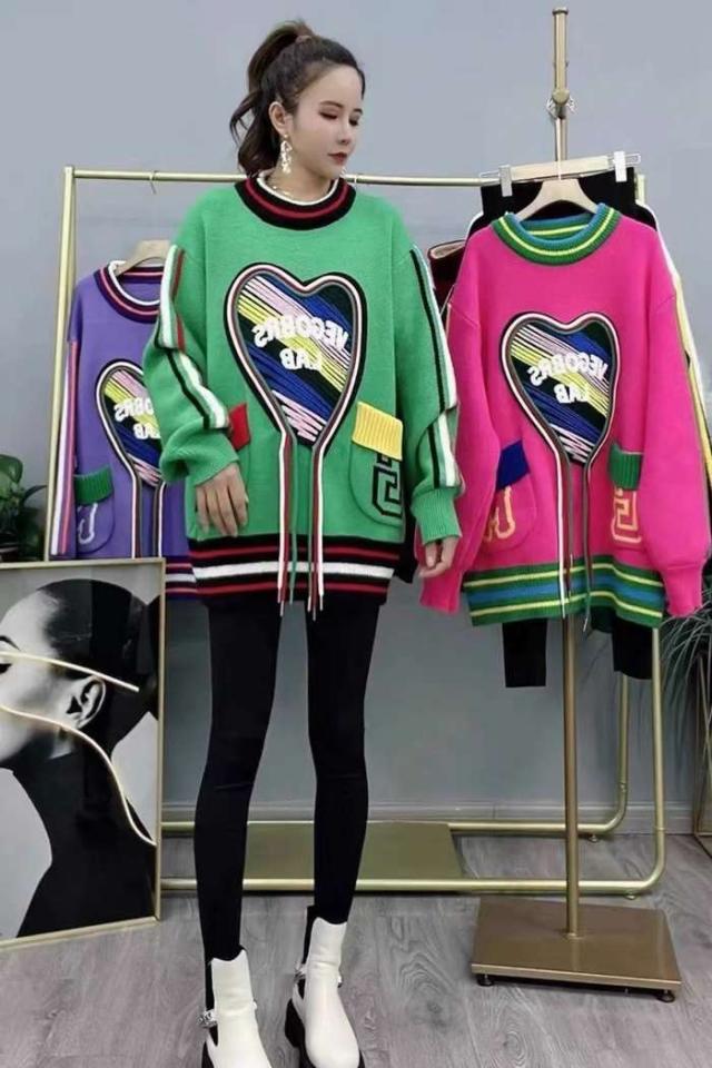 冬新作 予約商品 大きいサイズ レディース サイケデリック 配色デザイン ニット トップス M L LL 3L 4L 韓国ファッション カジュアル かわいいLL-4L 大人 30代 40代 50代 夏服 202310の通販は