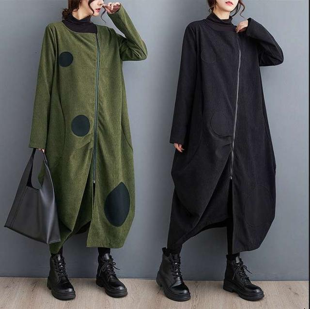 冬新作 予約商品 コート ロング丈 無地 ドロップショルダー ジッパー付き ポケット付き カジュアル 大きいサイズ 秋冬 レディース レディース 大人 30代 40代 50代 冬服 202411の通販は 6,741円