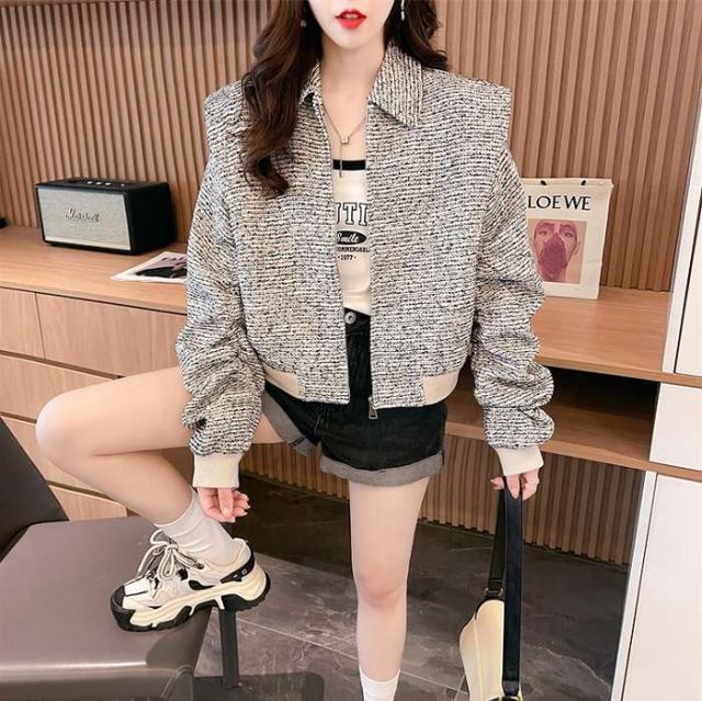 冬新作 予約商品 ジャケット 長袖 ツイード柄 ショート丈 グレー カジュアル シンプル 秋冬 おしゃれ 大きいサイズ レディース レディース 大人 30代 40代 50代 冬服 202411の通販は 4,997円