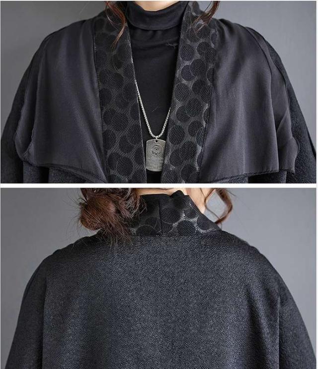 冬新作 予約商品 レイヤード ワンピース ブラック ドレープ ドット柄 ロング丈 ドルマンスリーブ 秋冬 ゆったり 大人 大きいサイズ レディース レディース 大人 30代 40代 50代 冬服 202411の通販は