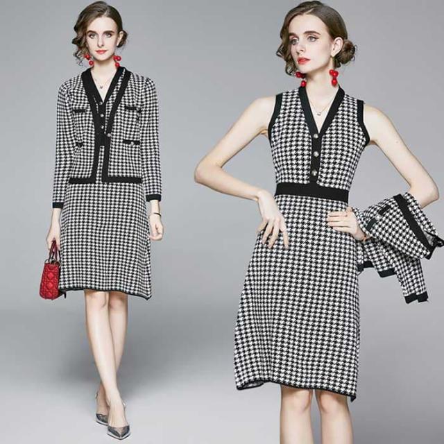 3980円以上で送料無料 予約商品 大きいサイズ レディース パーティードレス フォーマル 千鳥格子 チェック ワンピーススーツ セットの通販はau Pay マーケット Jj 2nd M 6l大きいサイズ