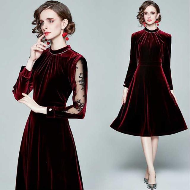 予約商品 大きいサイズ レディース 袖レース切替 ツヤ感 ベルベット ドレスワンピース パーティードレスオーバーサイズ 韓国ファッションの通販はau Pay マーケット Jj 2nd M 6l大きいサイズ