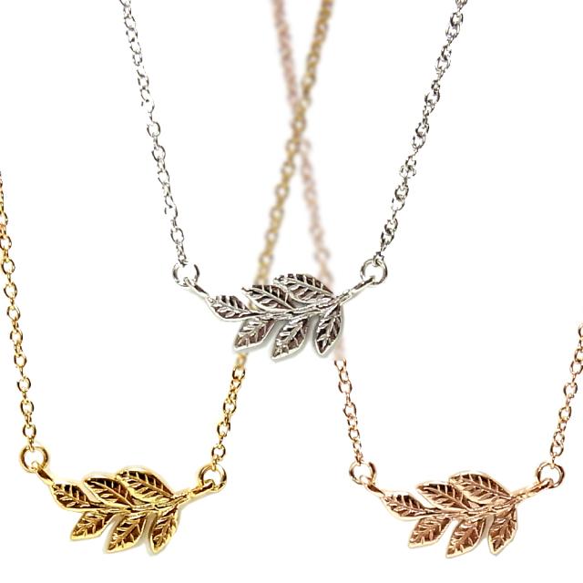 ハワイアンジュエリー ネックレス リーフ 葉 レディース K14イエローゴールドコーティング スチールシルバー ピンクゴールド サージカルステンレス インスタ ラッピング対応 アレルギー対応 の通販は 6,450円