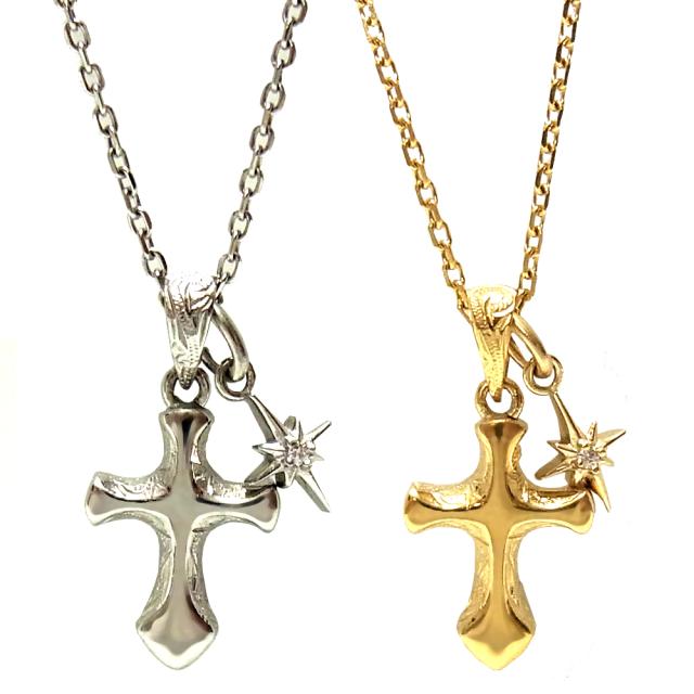 ハワイアンジュエリー ネックレス クロス レディース メンズ  カレイキニ K14イエローゴールドコーティング スチールシルバー サージカルステンレス インスタ ラッピング対応 アレルギー対応