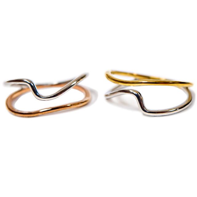 ハワイアンジュエリー リング 指輪 2連風 ウェーブ K14 ゴールドコーティング ピンクゴールド スクロール ホヌ 記念日 誕生日 プレゼント ギフト ラッピング対応 アレルギー対応 ペアリング セットにも の通販は 5,800円