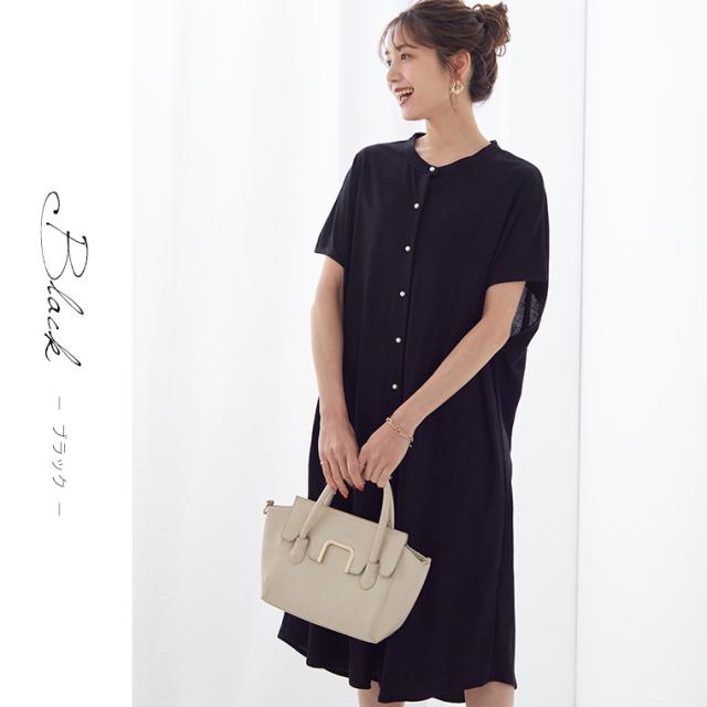 新作 大きいサイズ レディース トップス | Rin パール付 接触冷感 上品 鹿の子 ロングチュニック [860627] LL 3L 4L 5L 6Lの通販は