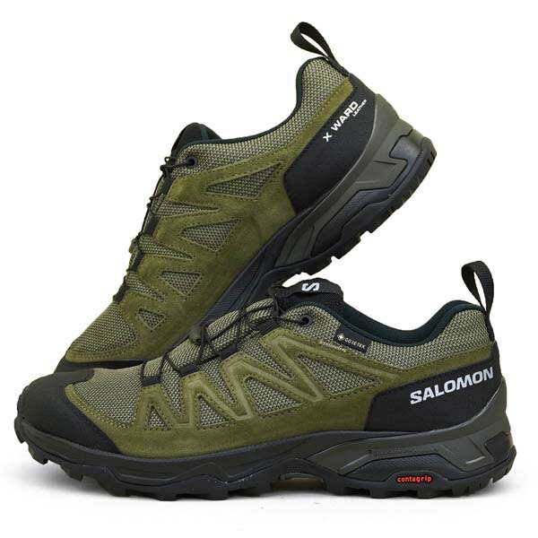 サロモン SALOMON X WARD LEATHER GTX 471822 緑 ローカット