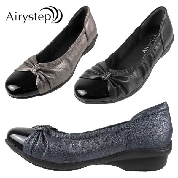 エアリーステップ Airy Step 3524 ローヒール パンプス バレエシューズ 本革 3E相当 ストレッチ シンプル おしゃれ カジュアル エレガント かわいい レディース 送料無料の通販は