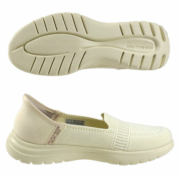 スケッチャーズ SKECHERS SLIP-INS ON - THE - GO FLEX - CAMELLIA 138181 OFWT スリップインズ 白 スリッポン ニット 高通気性 バレエシューズ カジュアルパンプス シンプル レディース 送料無料の通販は