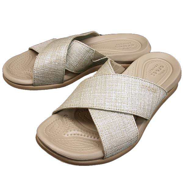 crocs capri shimmer cross band sandals