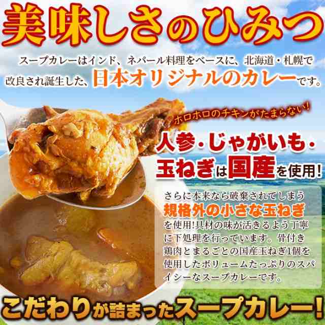 最安値に挑戦 送料無料 富良野 ゴロッと玉ねぎと骨付きチキンのスープカレー 260g×6袋