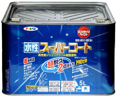 アサヒペン ペンキ 水性スーパーコート 水性多用途 ブルーグレー 5L 【北海道・沖縄・離島配送不可】
